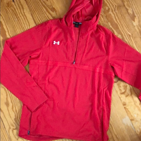 Red Long Sleeve Underarmour Running Shell - Picture 1 of 3